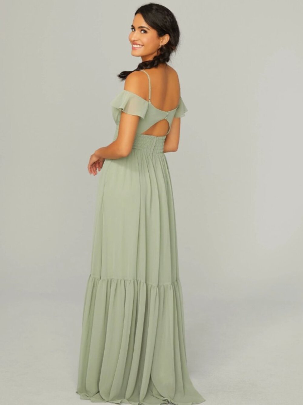 Morilee Dusty Rose Ruffle Strap Maxi Dress - Picture 2 of 7